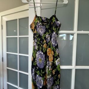 FARM Rio Floral Mini Dress in Navy with Purple and Yellow